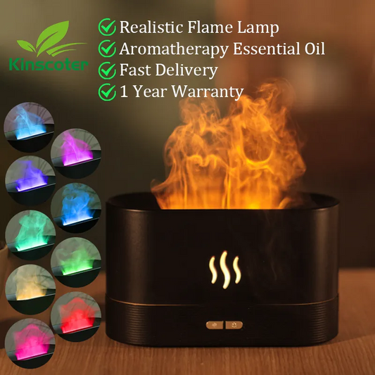Kinscoter – diffuseur d'arôme, humidificateur d'air ultrasonique, brumisateur Led, lampe à flamme d'huile essentielle